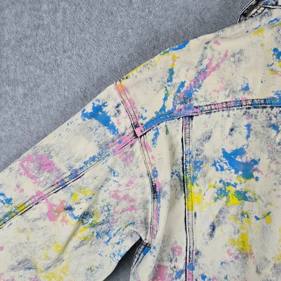 MSGM Jean Multicolor G-Jacket Size 42 US M/8 White Paint Splatter Made in Italy - Picture 14 of 16